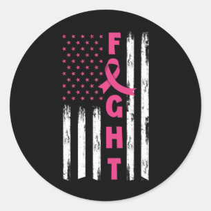 Fight Breast Cancer American Us Flag Breast Cancer Classic Round Sticker