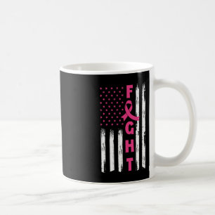 Fight Breast Cancer American US Flag Breast Cancer Coffee Mug