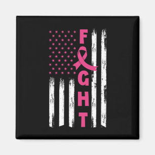 Fight Breast Cancer American US Flag Breast Cancer Magnet