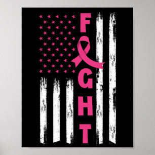 Fight Breast Cancer American US Flag Breast Cancer Poster