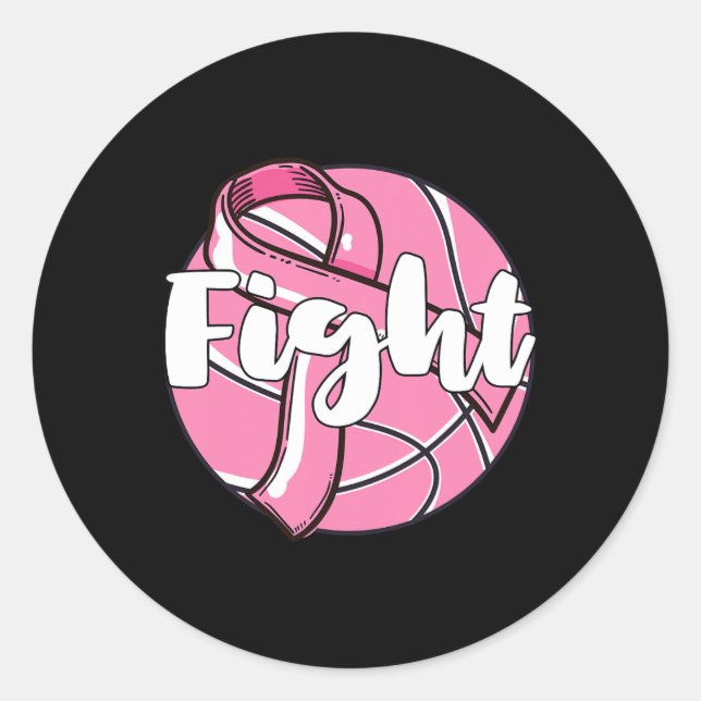 Fight Breast Cancer Awareness Basketball Player Ba Classic Round Sticker (Front)