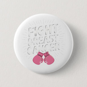 Fight Breast Cancer Awareness Boxing Gloves 6 Cm Round Badge