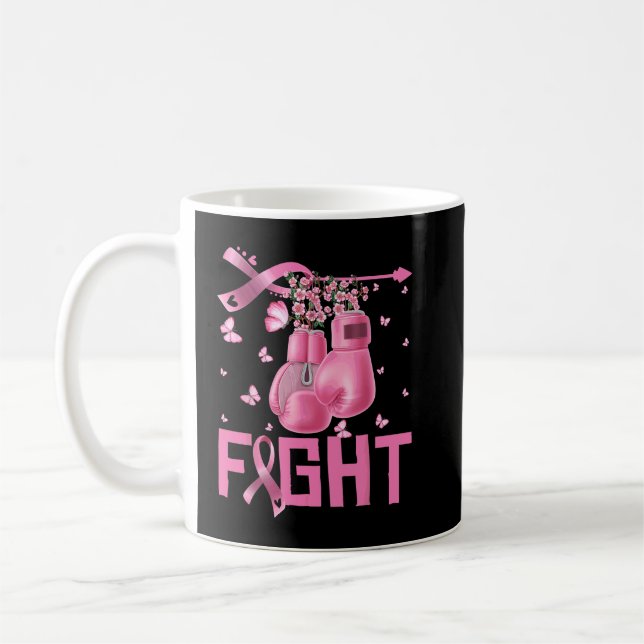 Fight Breast Cancer Awareness Boxing Gloves Warrio Coffee Mug (Left)