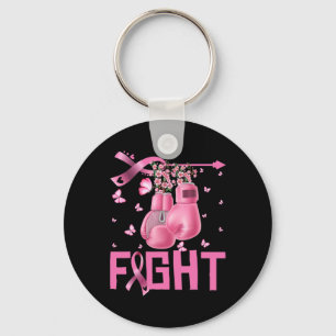Fight Breast Cancer Awareness Boxing Gloves Warrio Key Ring