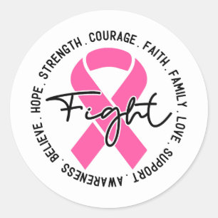 Fight Breast Cancer Awareness Classic Round Sticker