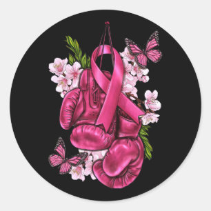 Fight Breast Cancer Awareness Pink Boxing Gloves P Classic Round Sticker