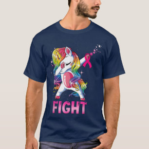 Fight Breast Cancer Awareness Unicorn ribbon Pink T-Shirt