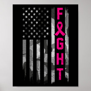 Fight Breast Cancer Awareness Warrior Flag Usa Cam Poster