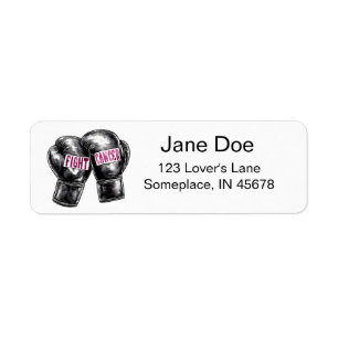 Fight Breast Cancer Boxing Gloves Return Address Return Address Label