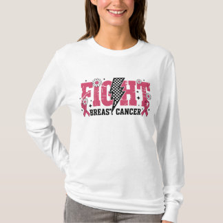 Fight Breast Cancer Distressed Lightning Bolt T-Shirt