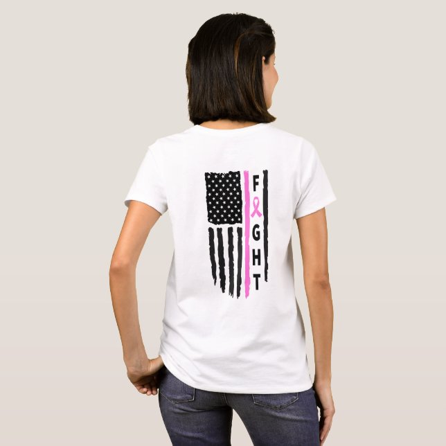 Fight Breast Cancer Flag T-Shirt (Back Full)