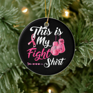 Fight Breast Cancer Pink Ribbon Fighter Boxing Ceramic Ornament