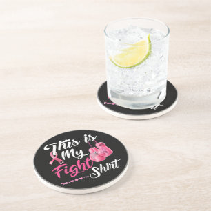 Fight Breast Cancer Pink Ribbon Fighter Boxing Coaster