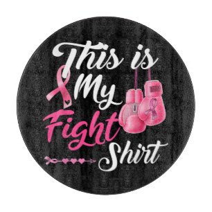 Fight Breast Cancer Pink Ribbon Fighter Boxing Cutting Board