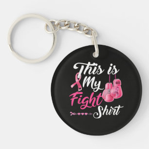 Fight Breast Cancer Pink Ribbon Fighter Boxing Key Ring
