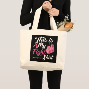 Fight Breast Cancer Pink Ribbon Fighter Boxing Large Tote Bag
