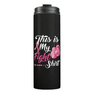 Fight Breast Cancer Pink Ribbon Fighter Boxing Thermal Tumbler