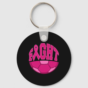 Fight Breast Cancer Soccer Ball Pink Ribbon Mammog Key Ring