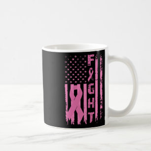 Fight Breast Cancer Survivor American Flag Awarene Coffee Mug