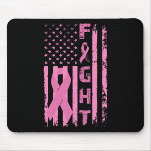 Fight Breast Cancer Survivor American Flag Awarene Mouse Pad