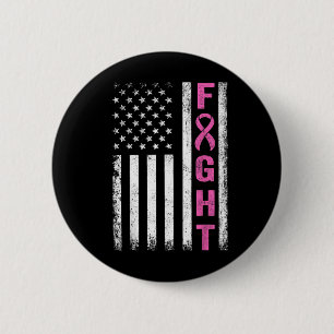 Fight Breast Survivor American Flag Breast Cancer 6 Cm Round Badge