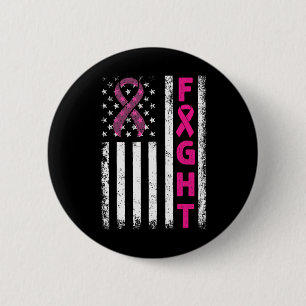Fight Breast Survivor American Flag Breast Cancer 6 Cm Round Badge