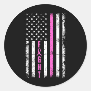 Fight Breast Survivor American Flag Breast Cancer Classic Round Sticker