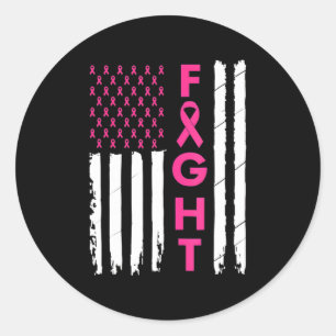 Fight Breast Survivor American Flag Breast Cancer  Classic Round Sticker