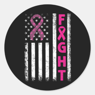 Fight Breast Survivor American Flag Breast Cancer Classic Round Sticker