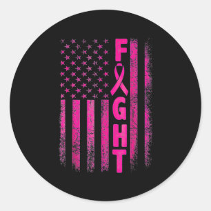 Fight Breast Survivor American Flag Breast Cancer Classic Round Sticker
