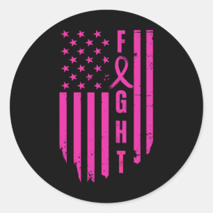 Fight Breast Survivor American Flag Breast Cancer Classic Round Sticker