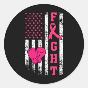 Fight Breast Survivor American Flag Breast Cancer Classic Round Sticker