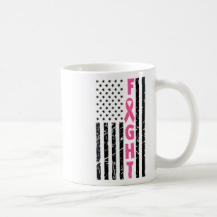 Fight Breast Survivor American Flag Breast Cancer Coffee Mug