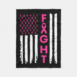Fight Breast Survivor American Flag Breast Cancer  Fleece Blanket