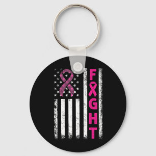 Fight Breast Survivor American Flag Breast Cancer Key Ring
