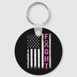 Fight Breast Survivor American Flag Breast Cancer  Key Ring