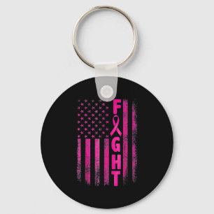 Fight Breast Survivor American Flag Breast Cancer  Key Ring
