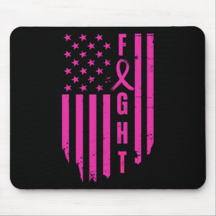 Fight Breast Survivor American Flag Breast Cancer Mouse Pad