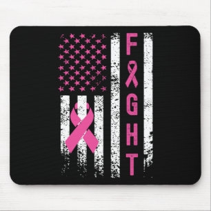 Fight Breast Survivor American Flag Breast Cancer Mouse Pad