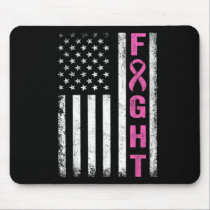 Fight Breast Survivor American Flag Breast Cancer Mouse Pad