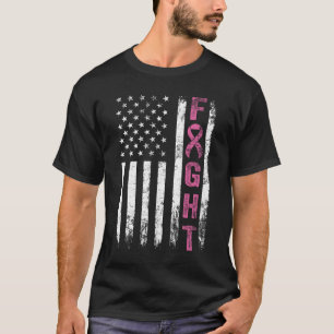 Fight Breast Survivor American Flag Breast Cancer T-Shirt