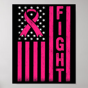 Fight Breast Warrior American Flag Breast Cancer A Poster