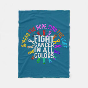 Fight Cancer All Every Color Graphic Art Fleece Blanket