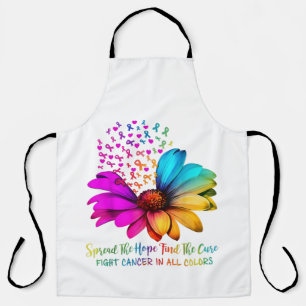 Fight Cancer in All and Every Colour Ribbons Flowe Apron