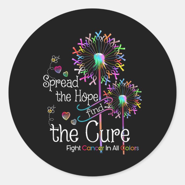 Fight Cancer In All And Every Colour Ribbons Flowe Classic Round Sticker (Front)
