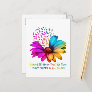Fight Cancer in All and Every Colour Ribbons Flowe Holiday Postcard