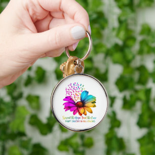 Fight Cancer in All and Every Colour Ribbons Flowe Key Ring