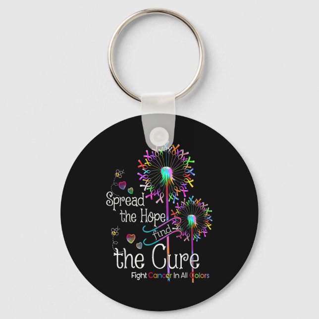 Fight Cancer In All And Every Colour Ribbons Flowe Key Ring (Front)