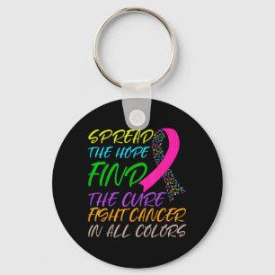 Fight Cancer In All And Every Colour Ribbons Flowe Key Ring