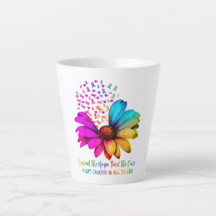 Fight Cancer in All and Every Colour Ribbons Flowe Latte Mug